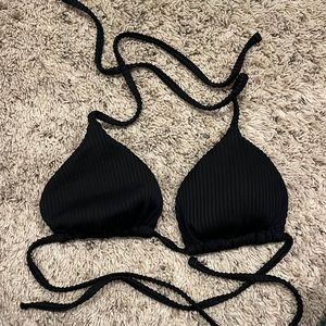 Black ribbed swim top